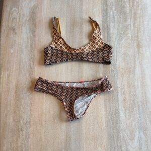 Free People Orange & Black Floral Bikini Set